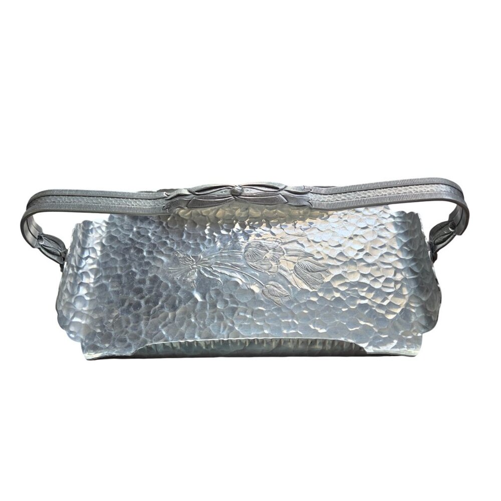 Vintage 1950s Rodney Kent Hammered Handles Aluminum Tray Retro Chic